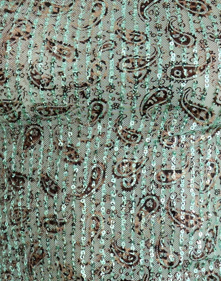 Dudley Vest Top in Paisley Sequin Teal