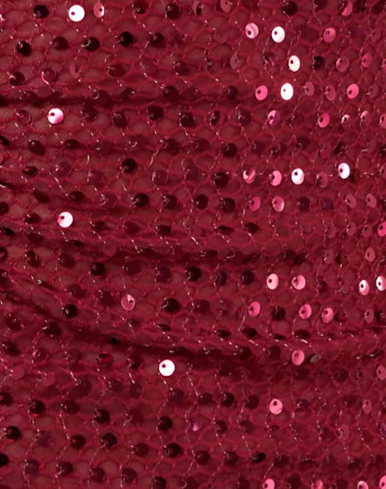 Dudley Vest Top in Sequin Knit Burgundy