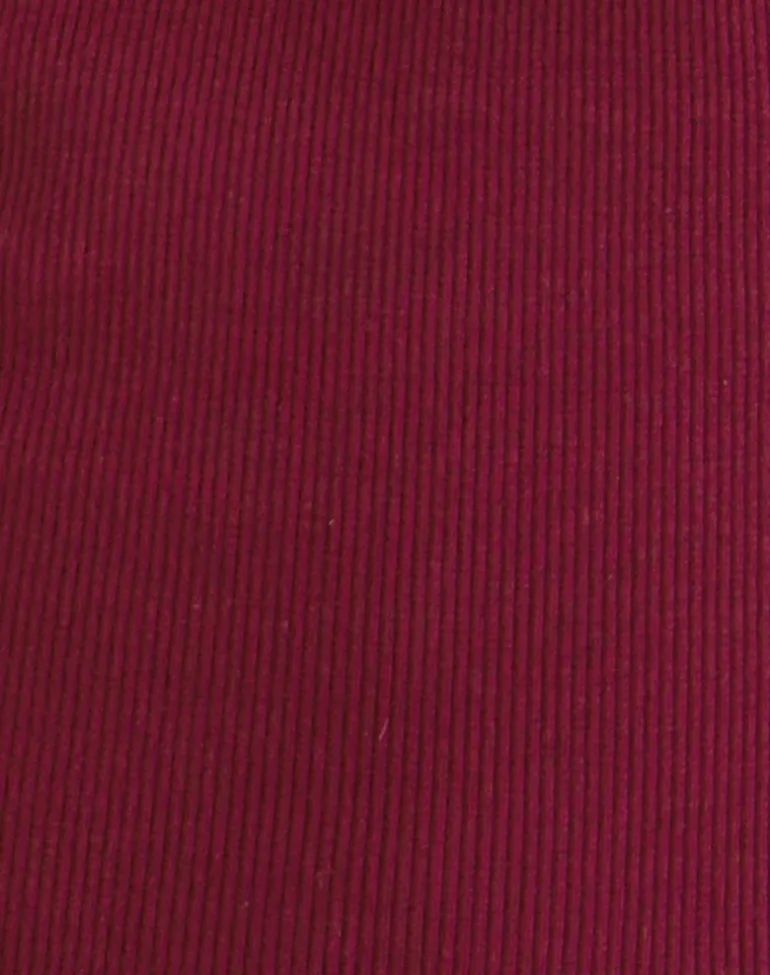 Dulcet Ribbed Plunge Long Sleeve Top in Burgundy