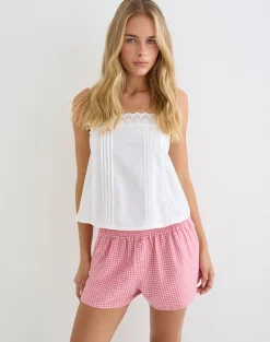 East Boxer Short in Mini Gingham Peach