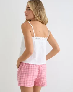 East Boxer Short in Mini Gingham Peach