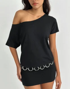 Edwina Off The Shoulder Mini Dress in Black