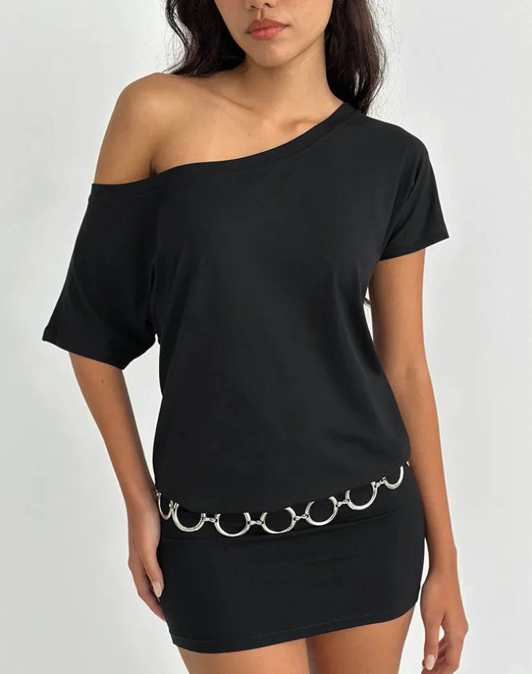 Edwina Off The Shoulder Mini Dress in Black