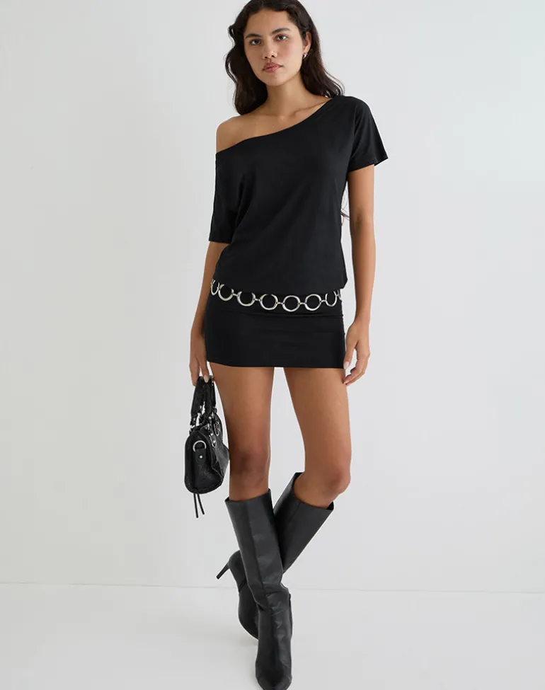 Edwina Off The Shoulder Mini Dress in Black