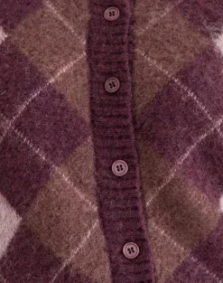 Eliana Cardigan in Knit Argyle Pink