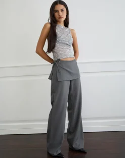 Elka Wrap Trouser in Tailoring Charcoal