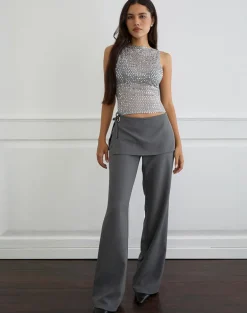 Elka Wrap Trouser in Tailoring Charcoal