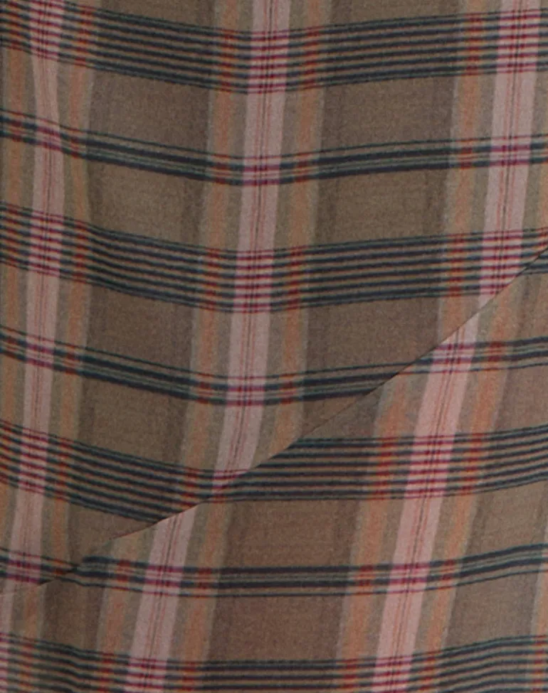 Elska Maxi Dress in Brown and Pink Blurry Check