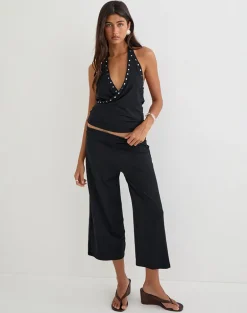 Elske Top with Studs in Rayon Jersey Black