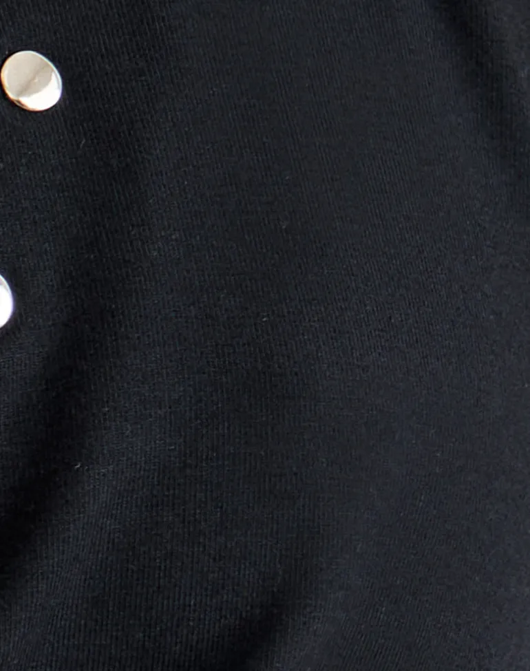 Elske Top with Studs in Rayon Jersey Black