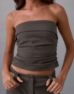 Elzi Corset Top in Tailoring Dark Olive