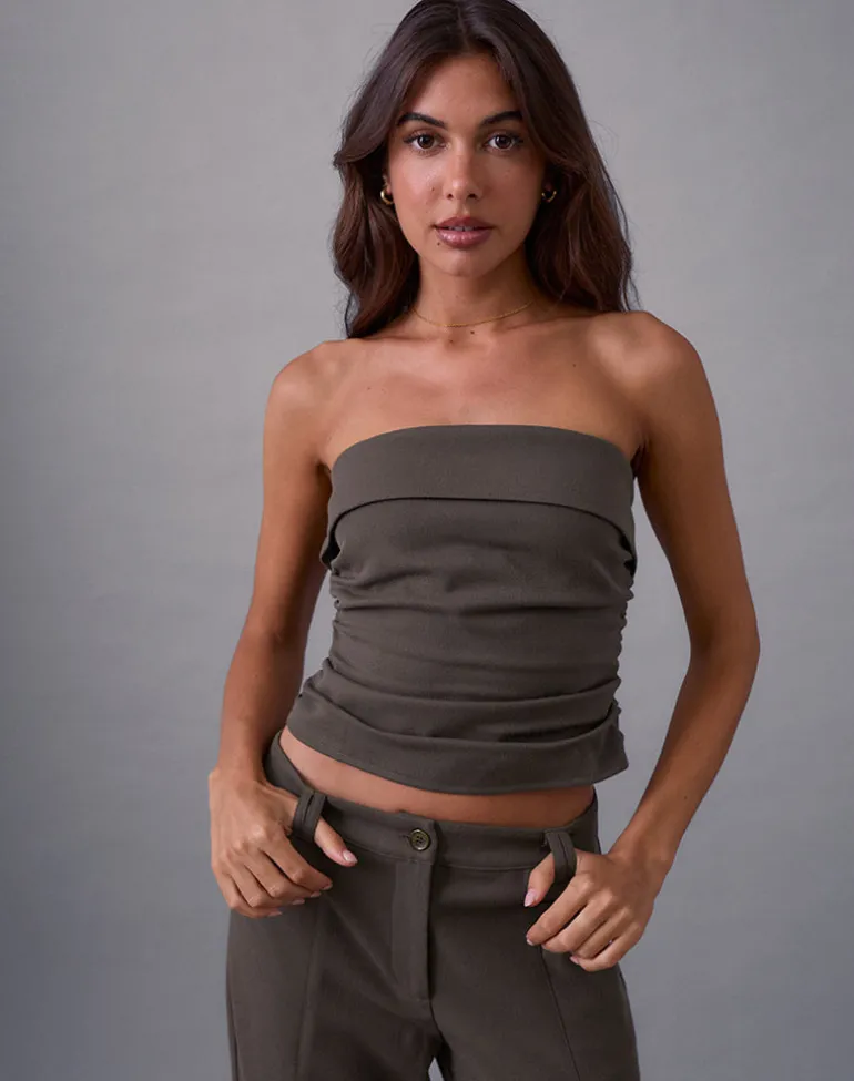 Elzi Corset Top in Tailoring Dark Olive