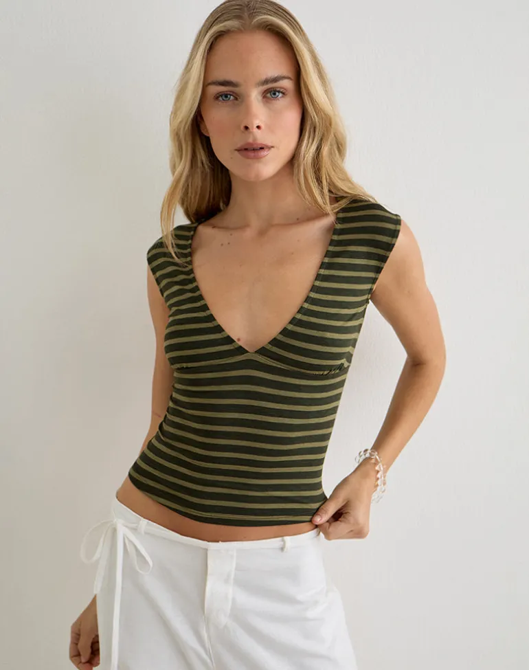 Emberlo Top in Wide Stripe Green