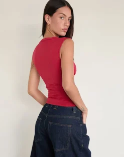 Emberly Plunge Top in Adrenaline Red