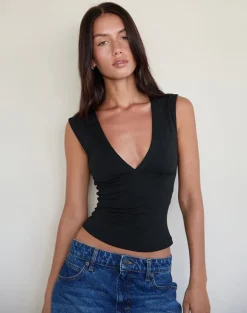 Emberly Plunge Top in Black