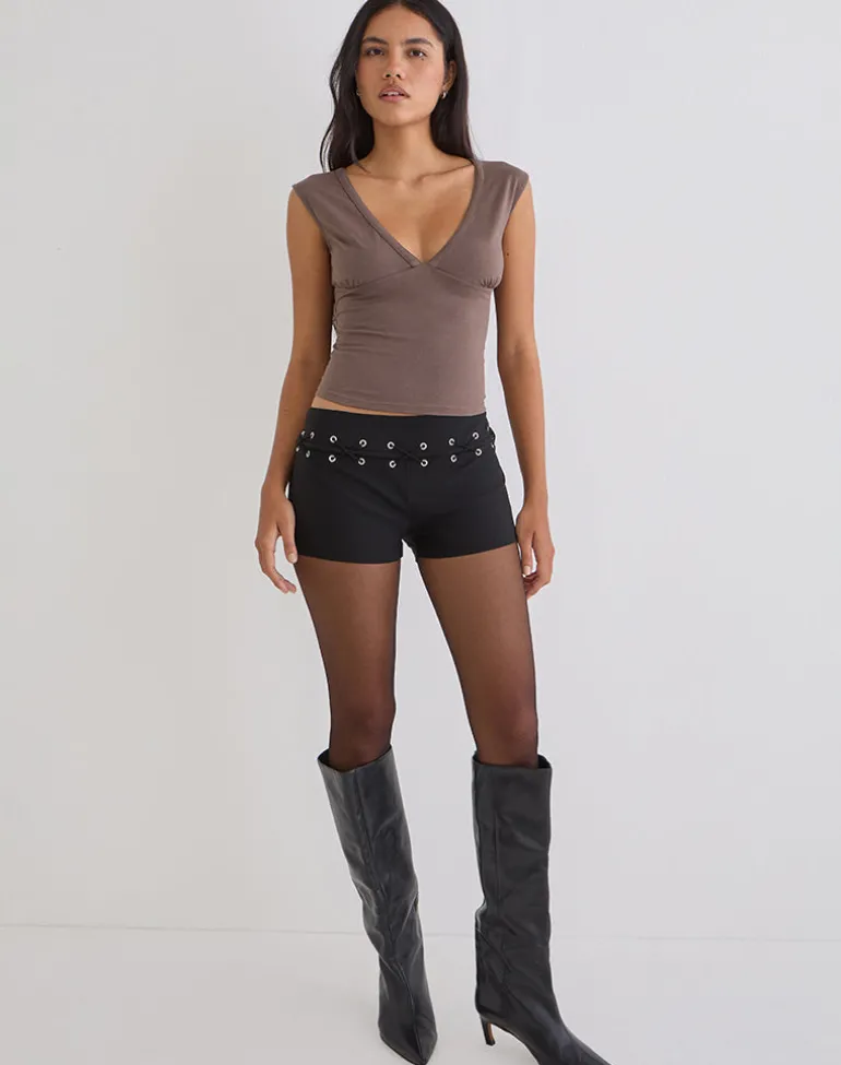Emberly Plunge Top in Coffee Quartz