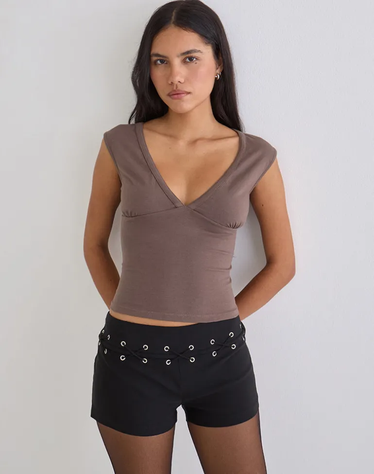 Emberly Plunge Top in Coffee Quartz