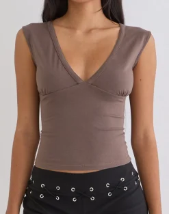 Emberly Plunge Top in Coffee Quartz