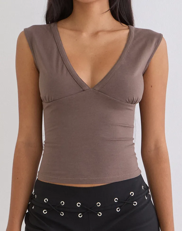 Emberly Plunge Top in Coffee Quartz