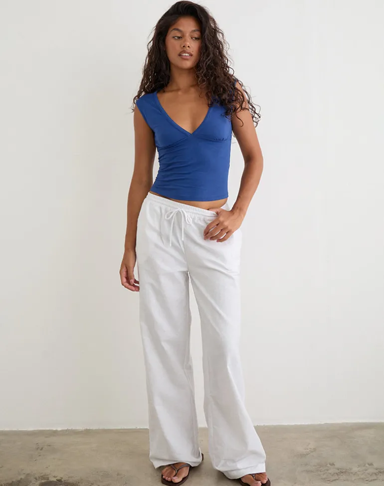 Emberly Plunge Top in Dazzling Blue
