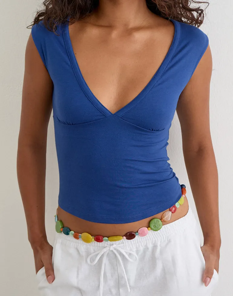 Emberly Plunge Top in Dazzling Blue