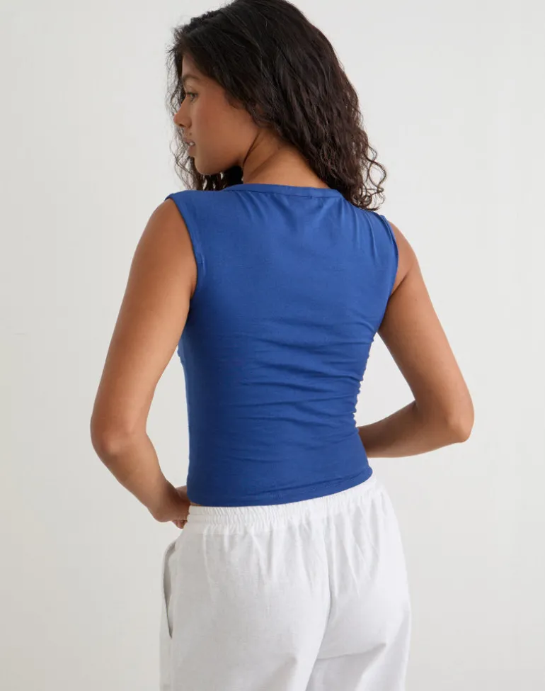 Emberly Plunge Top in Dazzling Blue