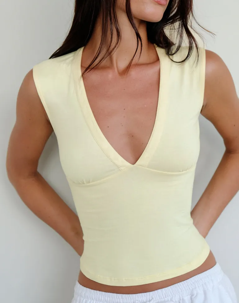 Emberly Plunge Top in Lemon