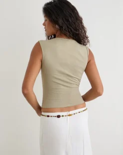Emberly Plunge Top in Slate Green