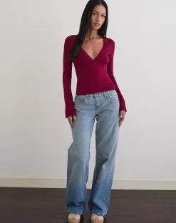 Emesy Long Sleeve Top in Burgundy