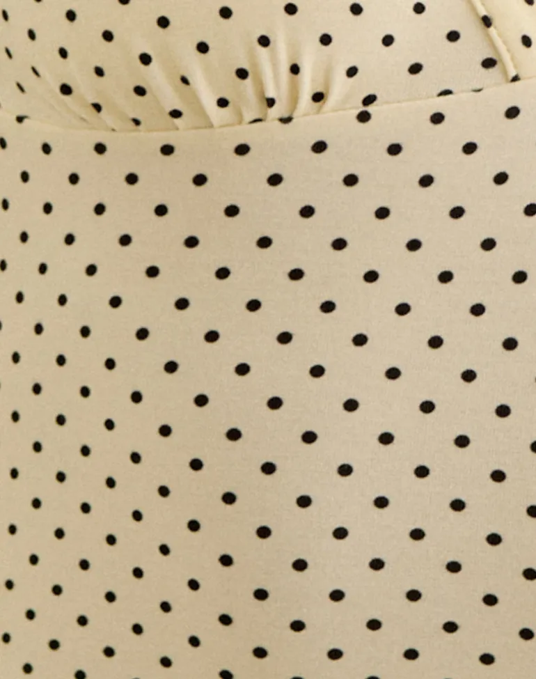 Emesy Long Sleeve Top in Butter Yellow with Micro Polka Dots