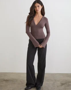 Emesy Long Sleeve Top in Coffee Quartz