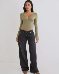 Emesy Long Sleeve Top in Khaki