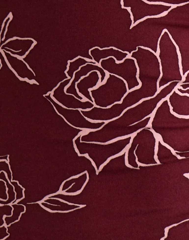 Emesy Long Sleeve Top in Outline Rose Marooon