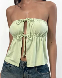 Ender Tie Bandeau Top in Rayon Pistachio