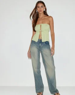 Ender Tie Bandeau Top in Rayon Pistachio