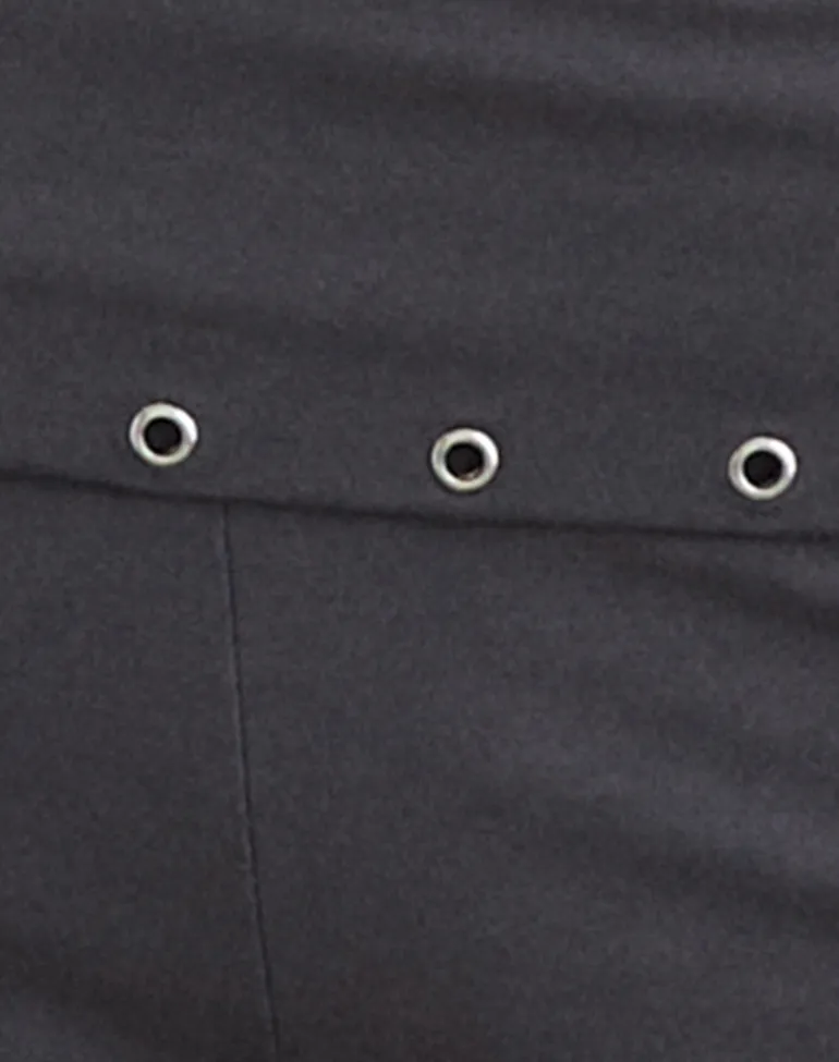 Enmu Capri Trouser in Jersey Charcoal Grey with Eyelets
