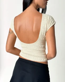 Erika Backless Top in Sequin Mesh Ivory