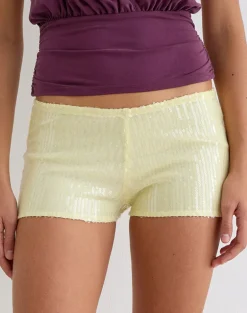 Erna Micro Short in Clear Sequin Yellow