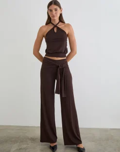 Esata Wrap Trouser in Bitter Chocolate