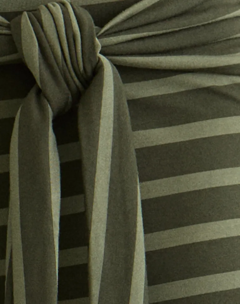 Esata Wrap Trouser in Wide Stripe Green