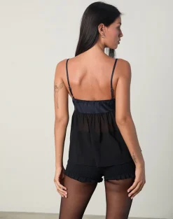 Esila Top in Chiffon Satin Black
