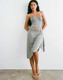 Esmeray Midi Ring Skirt in London Fog