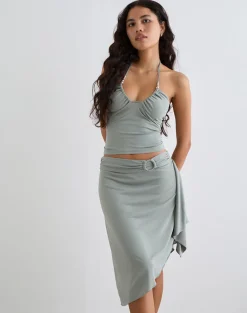 Esmeray Midi Ring Skirt in London Fog