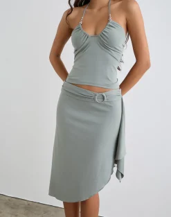 Esmeray Midi Ring Skirt in London Fog