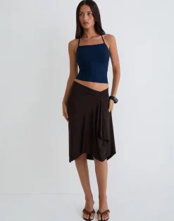 Esmeray Midi Skirt in Chocolate Brown