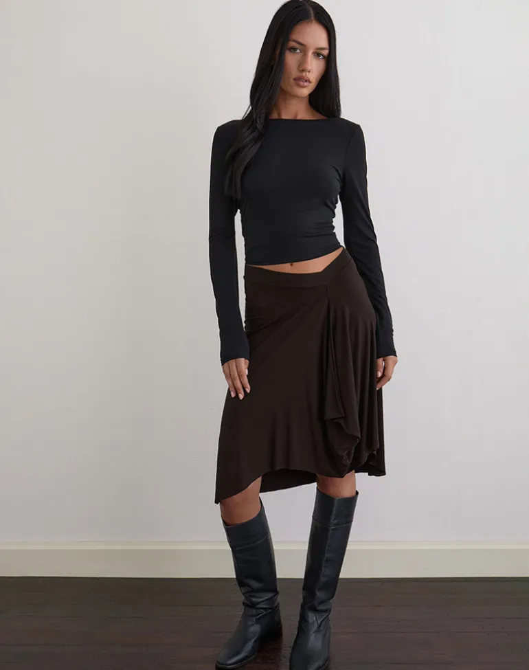 Esmeray Midi Skirt in Chocolate Brown