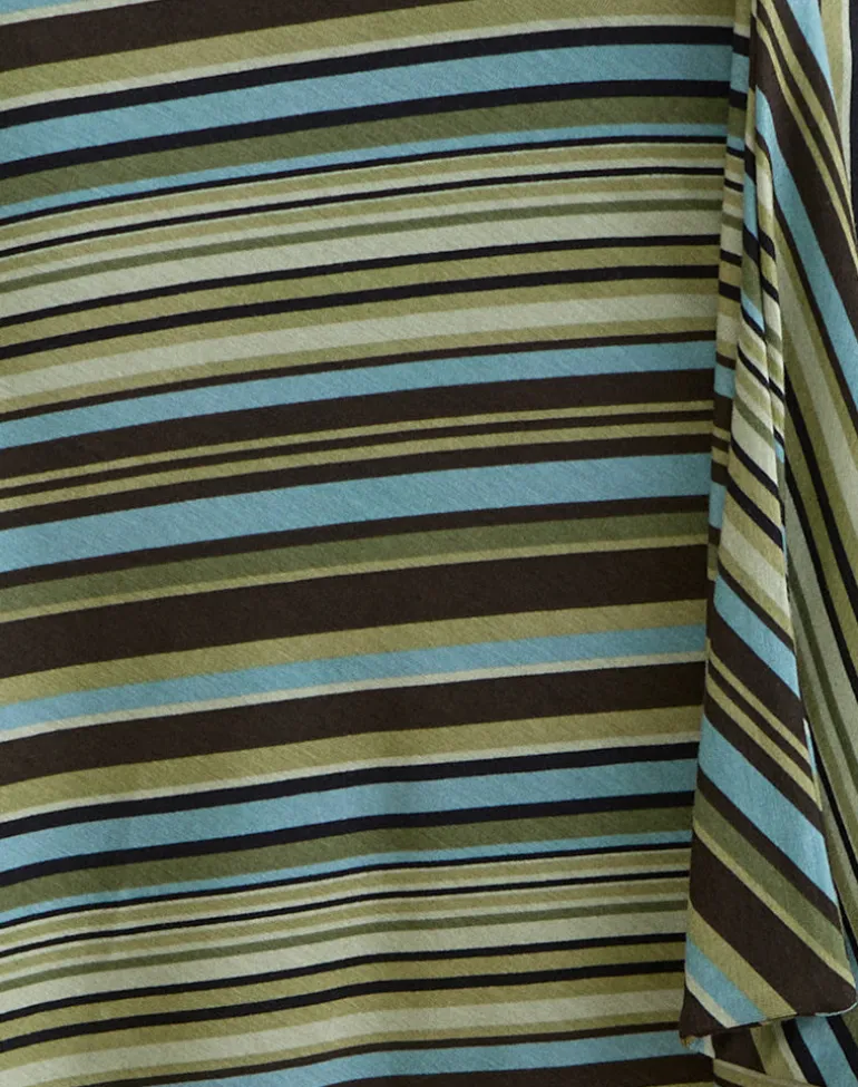 Esmeray Midi Skirt in Mixed Stripe Green