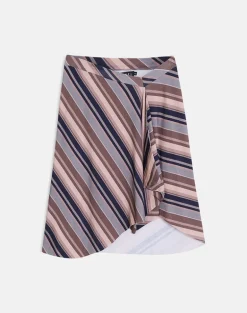Esmeray Midi Skirt in Mixed Stripe Brown