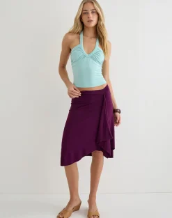 Esmeray Midi Skirt in Rayon Jersey Fig