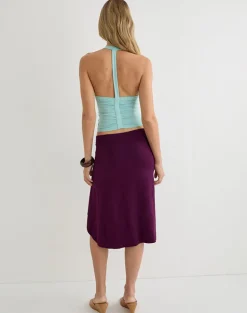 Esmeray Midi Skirt in Rayon Jersey Fig